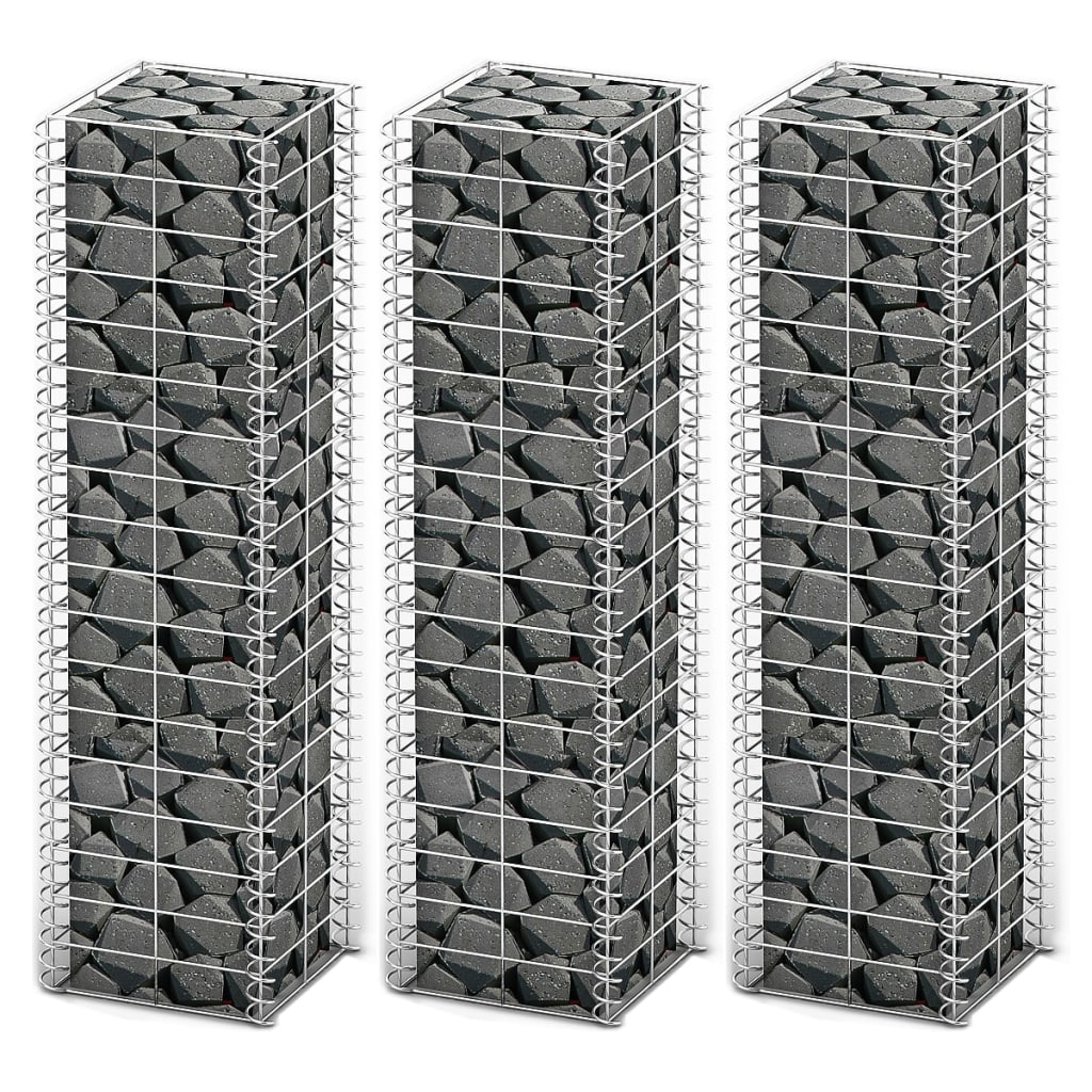 VIDAXL 3-teiliger Schans Korbset 25x25x100 cm verzinkter Draht