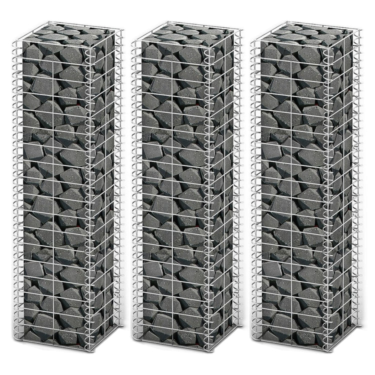 VIDAXL 3-teiliger Schans Korbset 25x25x100 cm verzinkter Draht