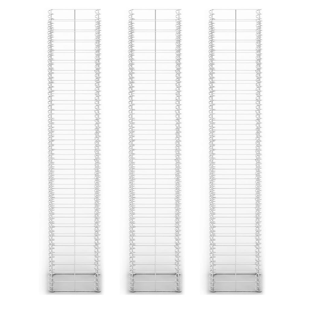 VIDAXL 3-teiliger Schans Korbset 25x25x150 cm verzinkter Draht