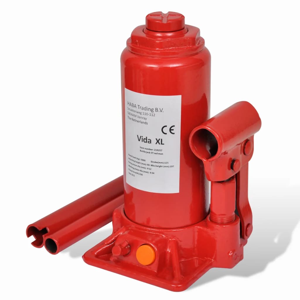 Vidaxl Potkrik hydraulisch 5 Tonnen Autoslifte Rot