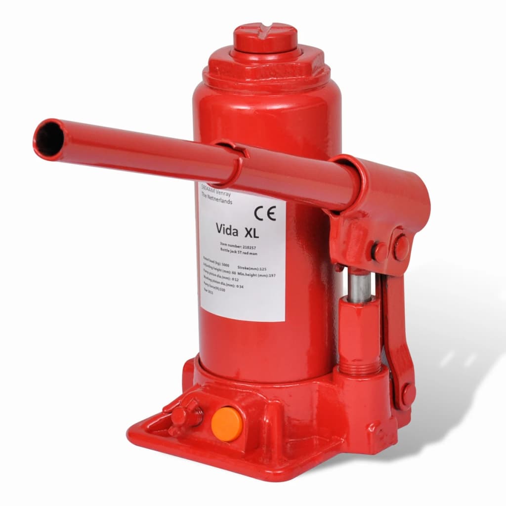 Vidaxl Potkrik hydraulisch 5 Tonnen Autoslifte Rot