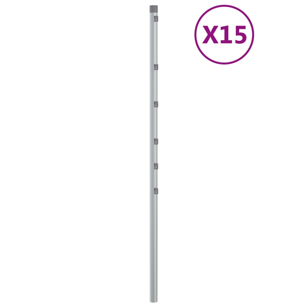 Vidaxl Zaunpfosten 15 ST 120 cm verzinkter Stahl Silberfarbe