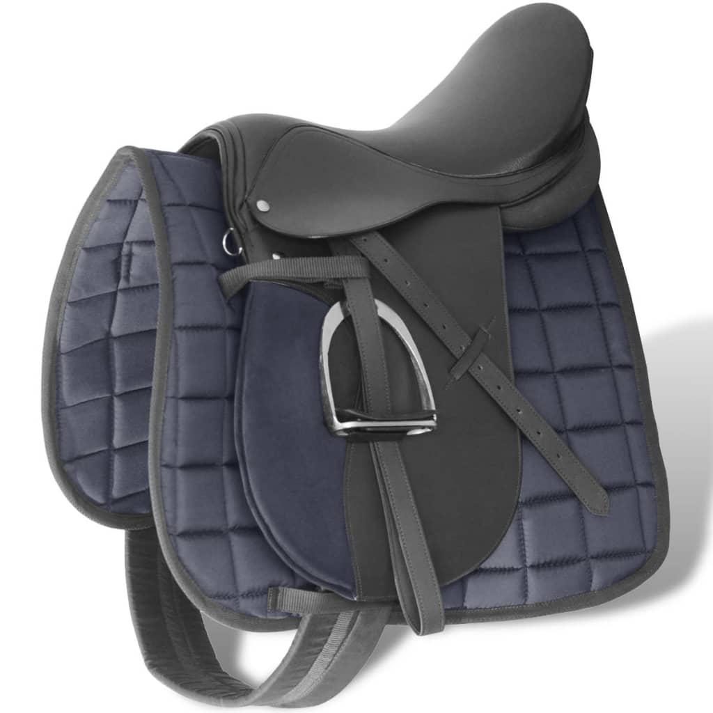 Vidaxl echtes Leder-Reiten-Sattel 16 14 cm (5-in-1-Set, schwarz)