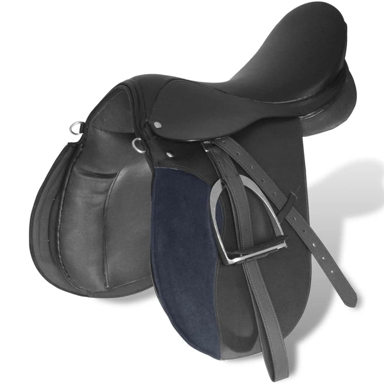 Vidaxl echtes Leder-Reiten-Sattel 16 14 cm (5-in-1-Set, schwarz)