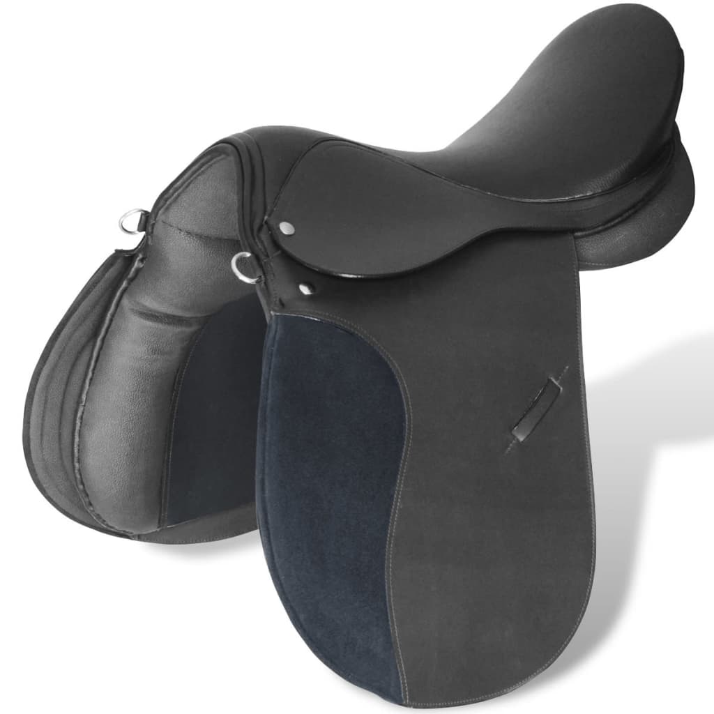 Vidaxl echtes Leder-Reiten-Sattel 16 14 cm (5-in-1-Set, schwarz)