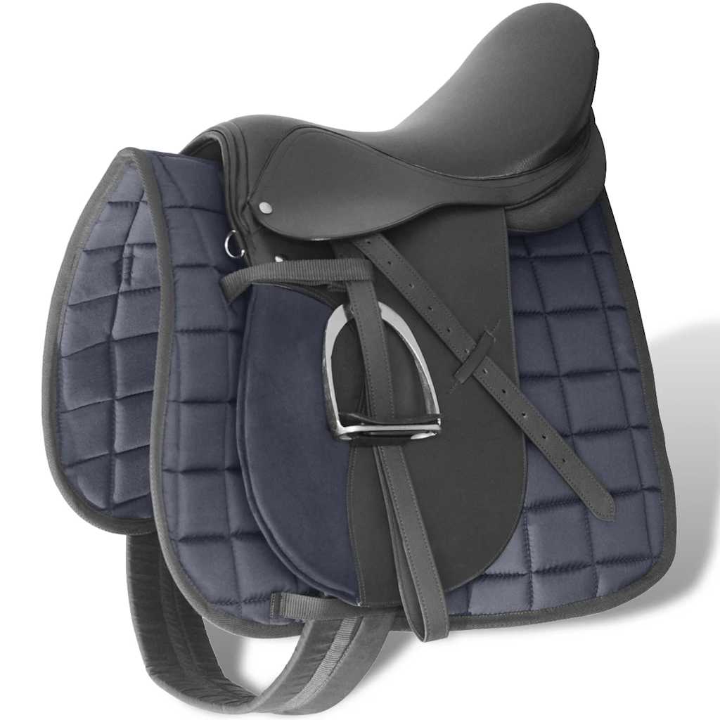 Vidaxl echtes Leder-Reiten-Sattel 17,5 18 cm (5-in-1-Set, schwarz)