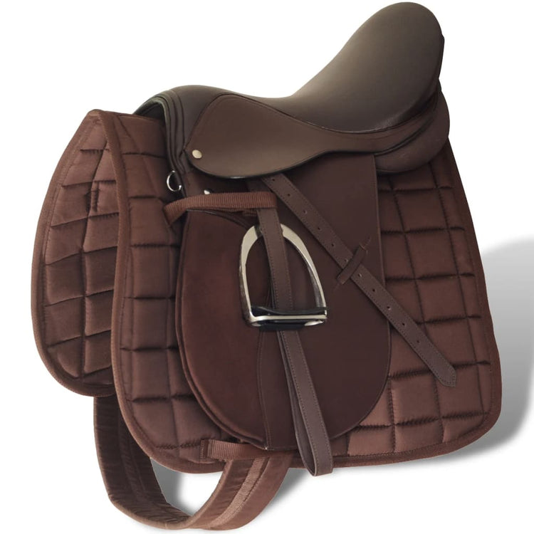 Vidaxl Horse Riding Sattel 5-in-1 17,5 '' 12 cm echtes Lederbraun