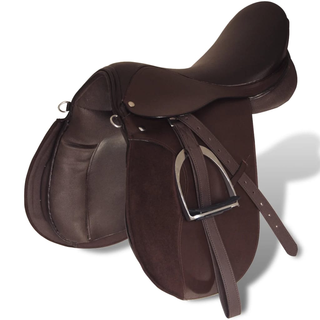 Vidaxl Horse Riding Sattel 5-in-1 17,5 '' 12 cm echtes Lederbraun