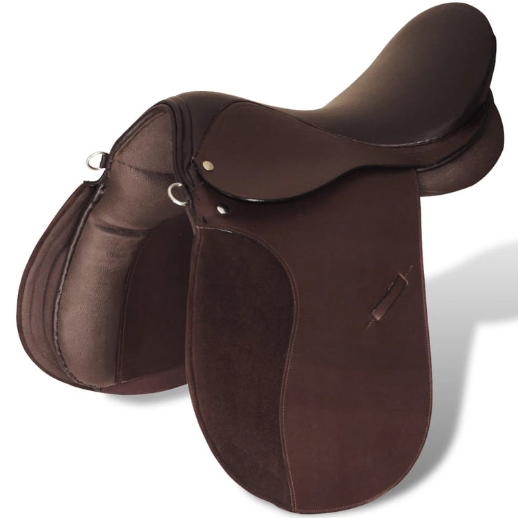 Vidaxl Horse Riding Sattel 5-in-1 17,5 '' 12 cm echtes Lederbraun