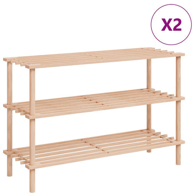 Vidaxl -Schuhregale mit 3 Regalen 2 Stcs Solid Pinewood