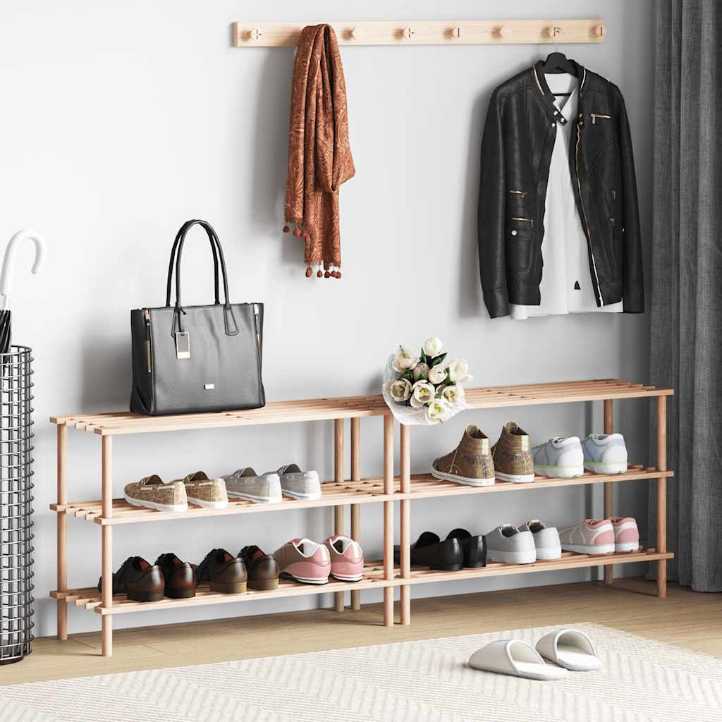 Vidaxl -Schuhregale mit 3 Regalen 2 Stcs Solid Pinewood