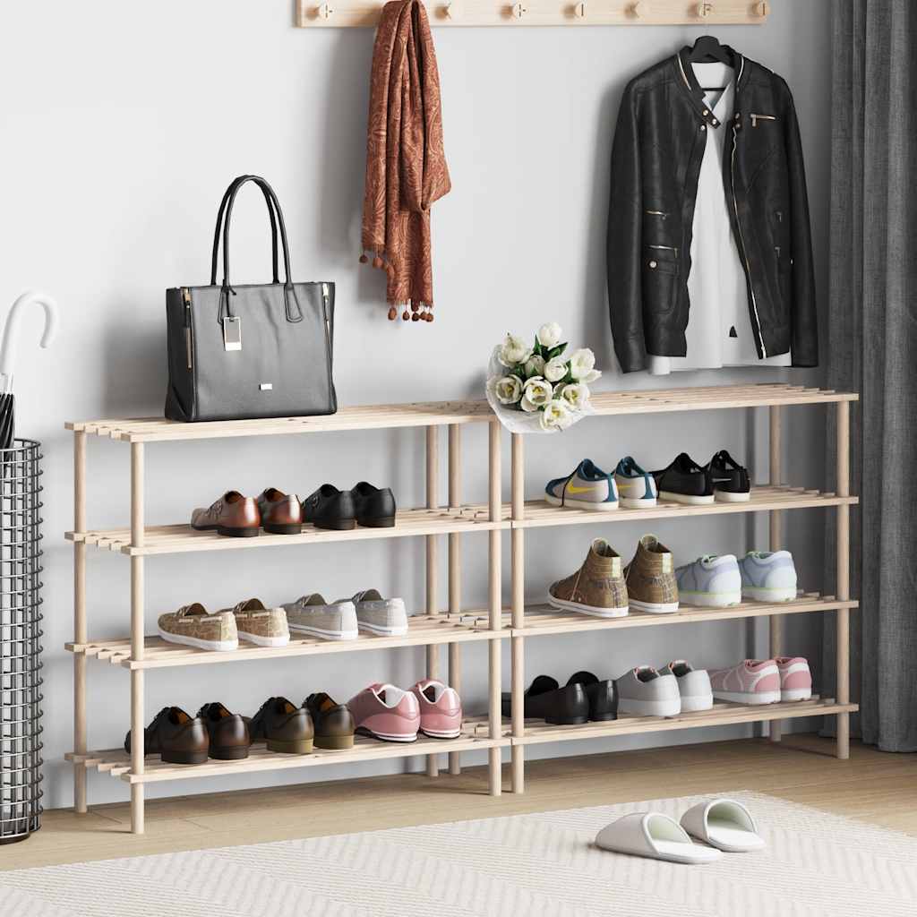 Vidaxl -Schuhregale mit 4 Regalen 2 Stcs Solid Pinewood