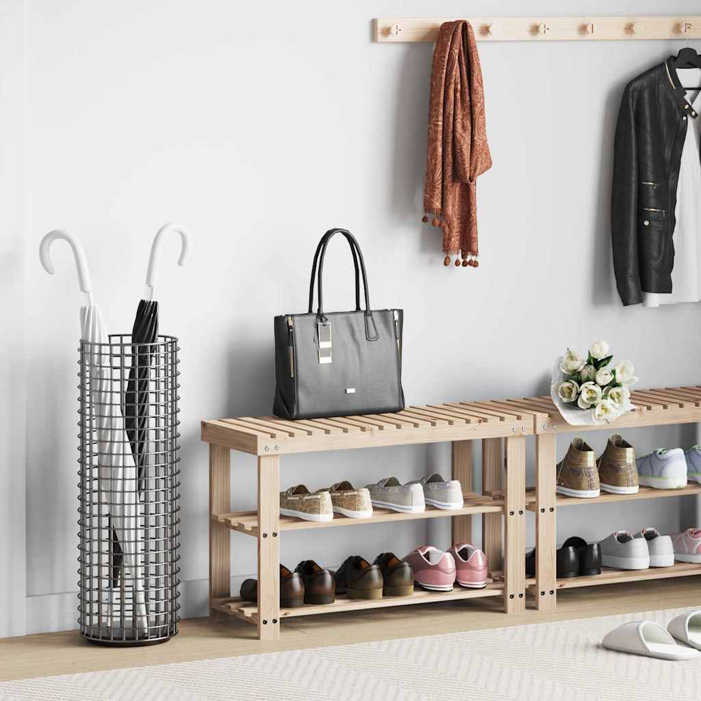 Vidaxl-Schuhregal mit Bank 2-in-1 Festkieferholz