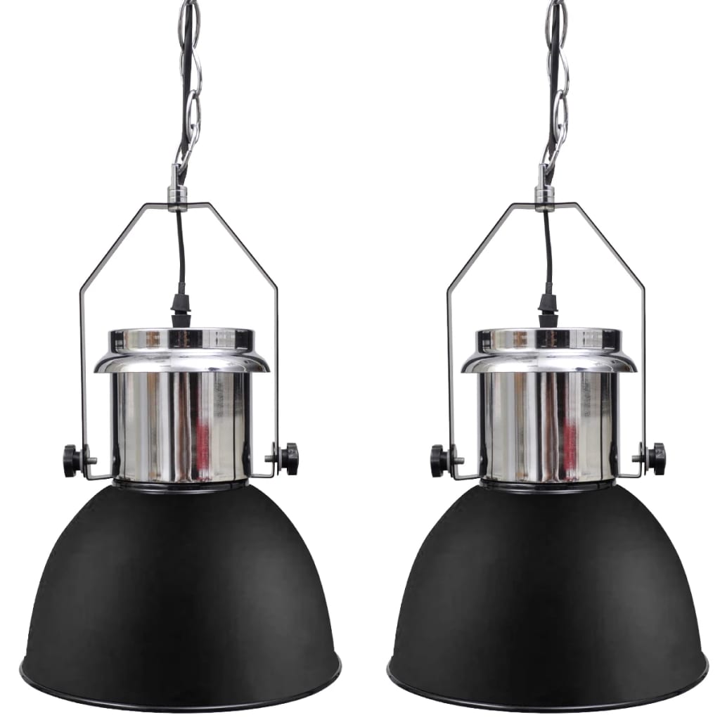 VIDAXL -Deckenlampen 2 STs in Höhenverstellbares modernes Metallschwarz
