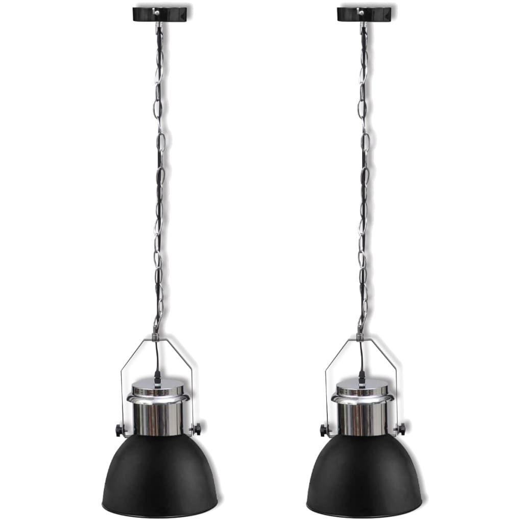 VIDAXL -Deckenlampen 2 STs in Höhenverstellbares modernes Metallschwarz
