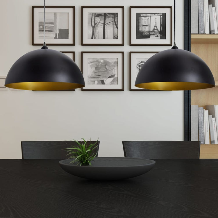 VIDAXL -Deckenlampen 2 STs in Höhe einstellbar halbkreisförmiger Schwarz