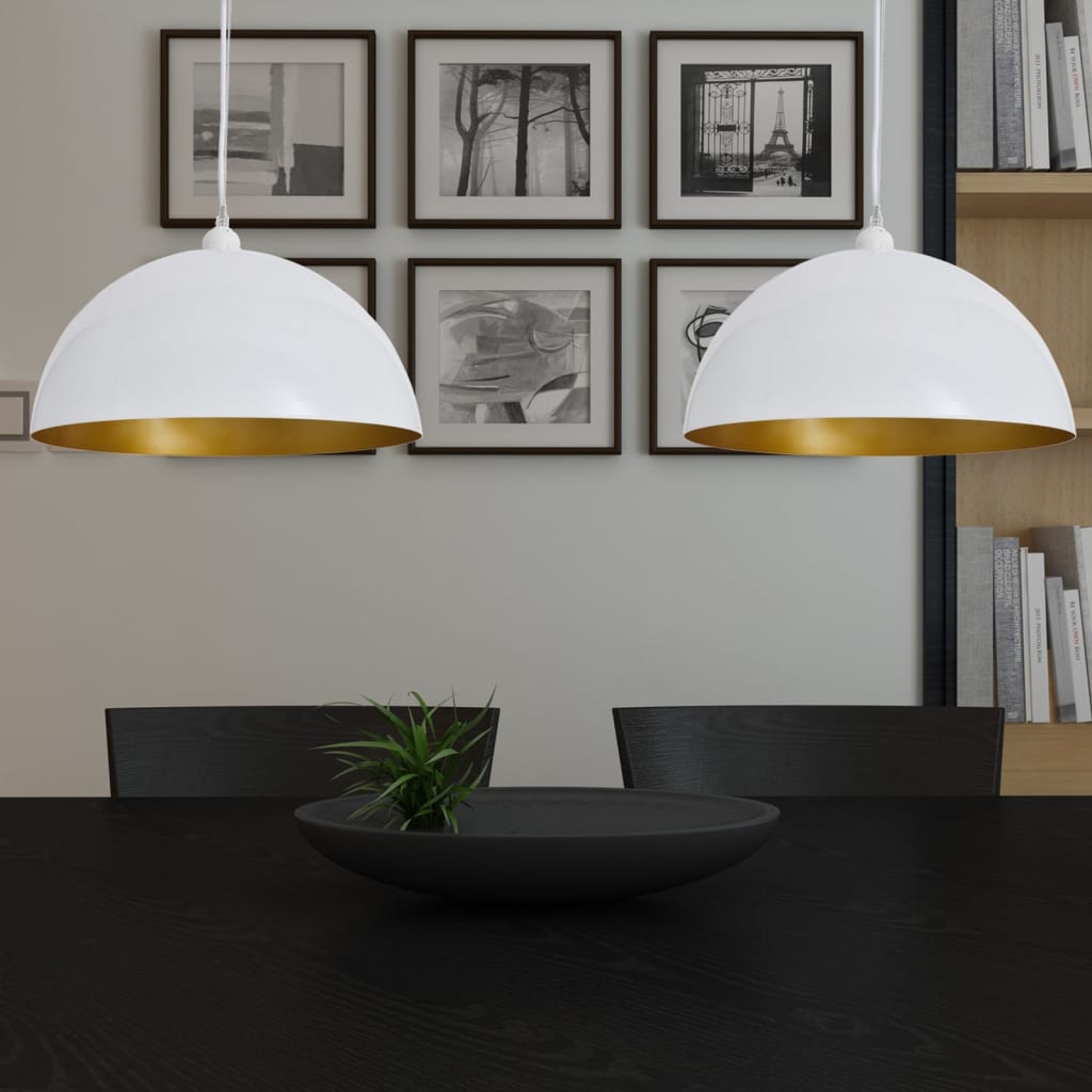 VIDAXL -Deckenlampen in Höhenverstellbarem halbkreisförmiger Weiß 2 STs