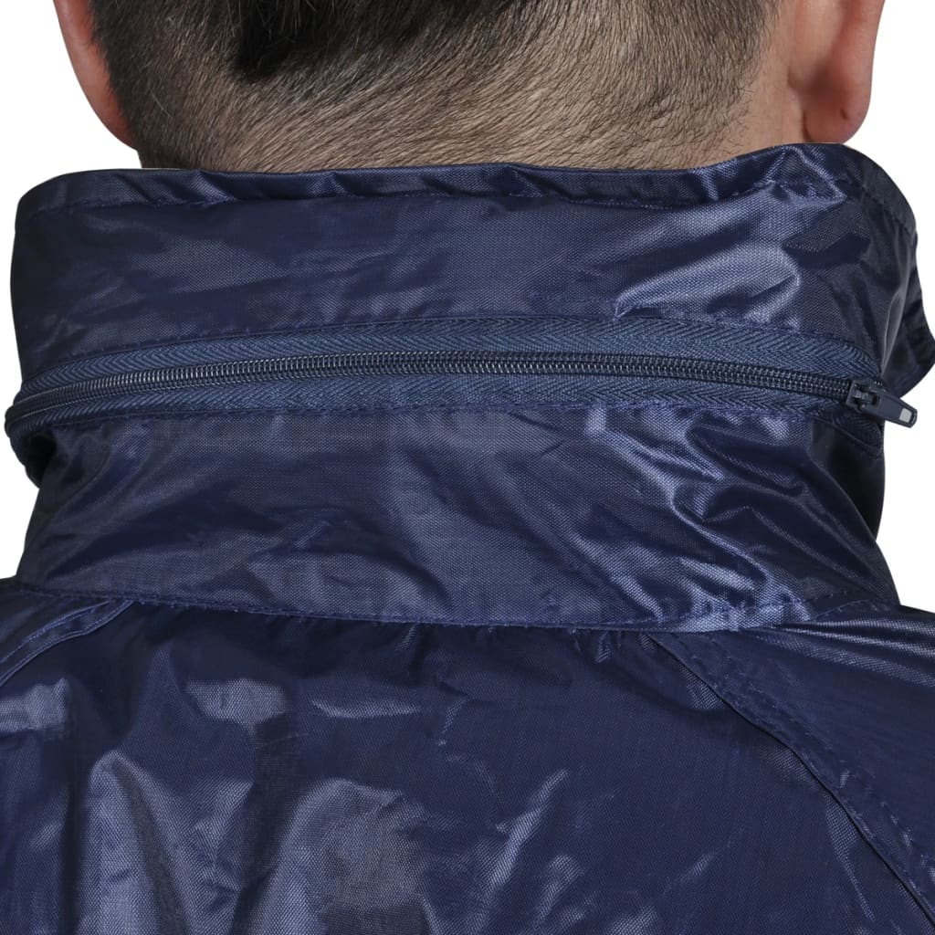 Vidaxl 2-teiliger Regenanzug mit Kapuze (Herren Marineblau Größe XL)