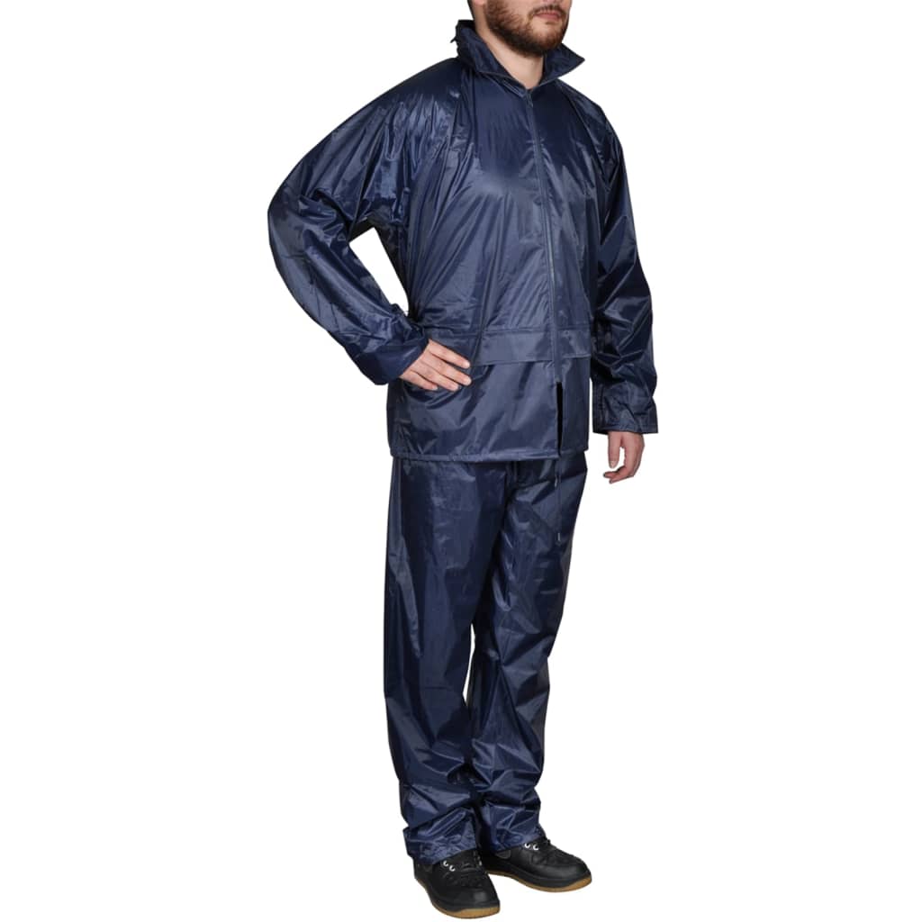 Vidaxl Regenanzug 2-teilig + Kapuze (Herren Marineblau Größe XXL)