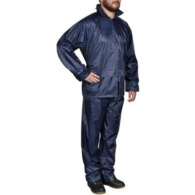 Vidaxl Regenanzug 2-teilig + Kapuze (Herren Marineblau Größe XXL)