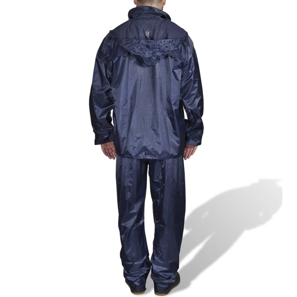 Vidaxl Regenanzug 2-teilig + Kapuze (Herren Marineblau Größe XXL)