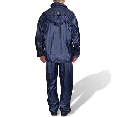 Vidaxl Regenanzug 2-teilig + Kapuze (Herren Marineblau Größe XXL)