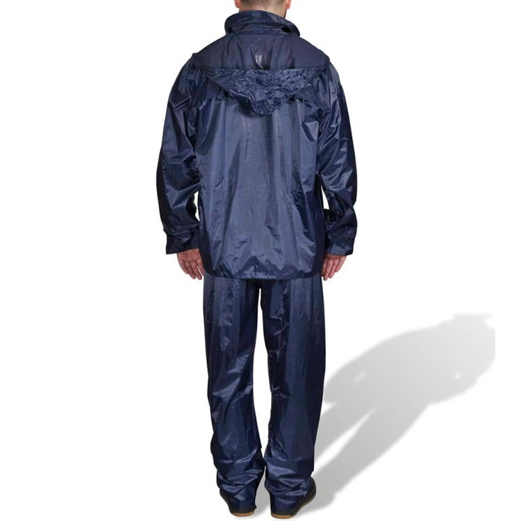 Vidaxl Regenanzug 2-teilig + Kapuze (Herren Marineblau Größe XXL)