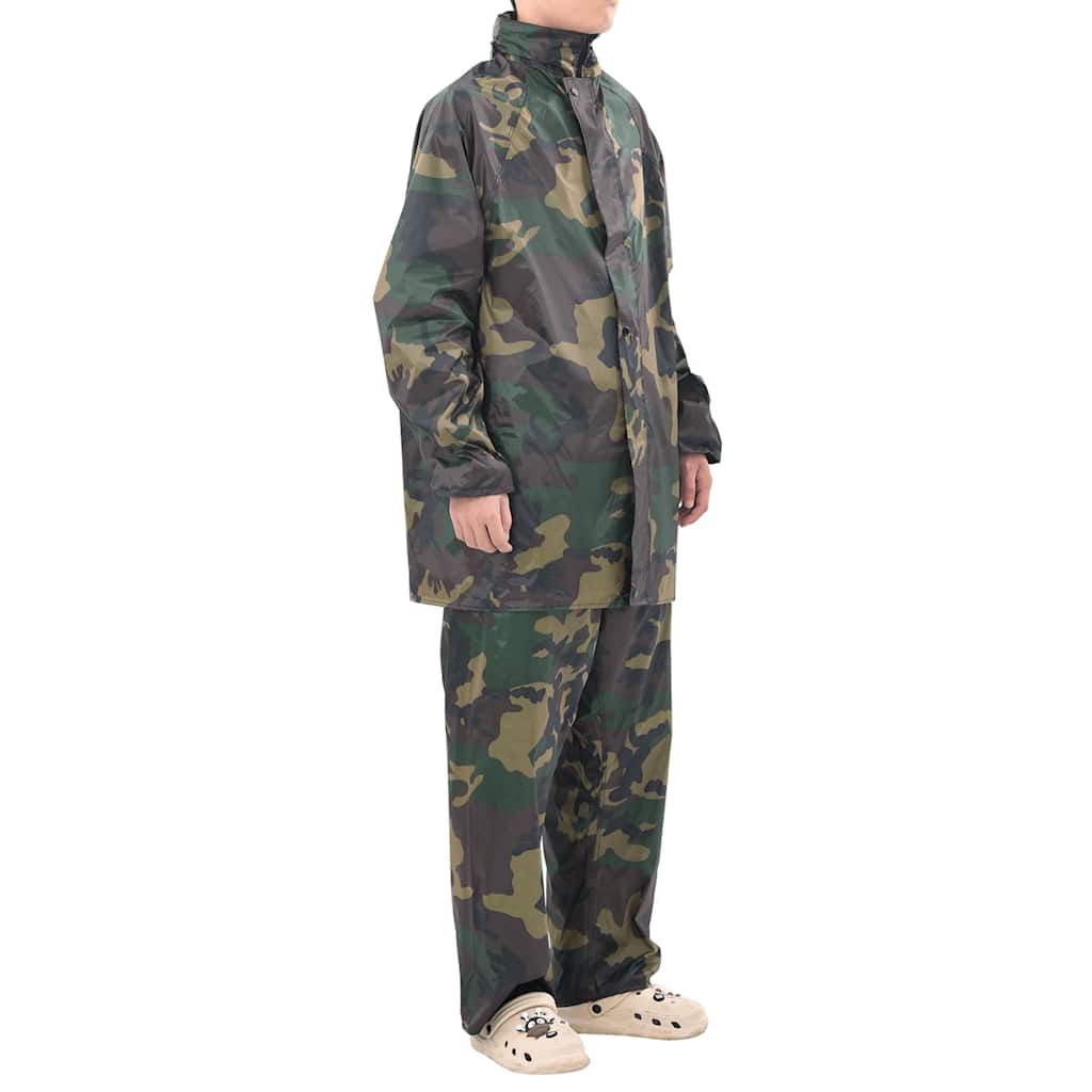 Vidaxl 2-teiliger Regenanzug mit Kapuze (Herren-Camouflage Größe M)