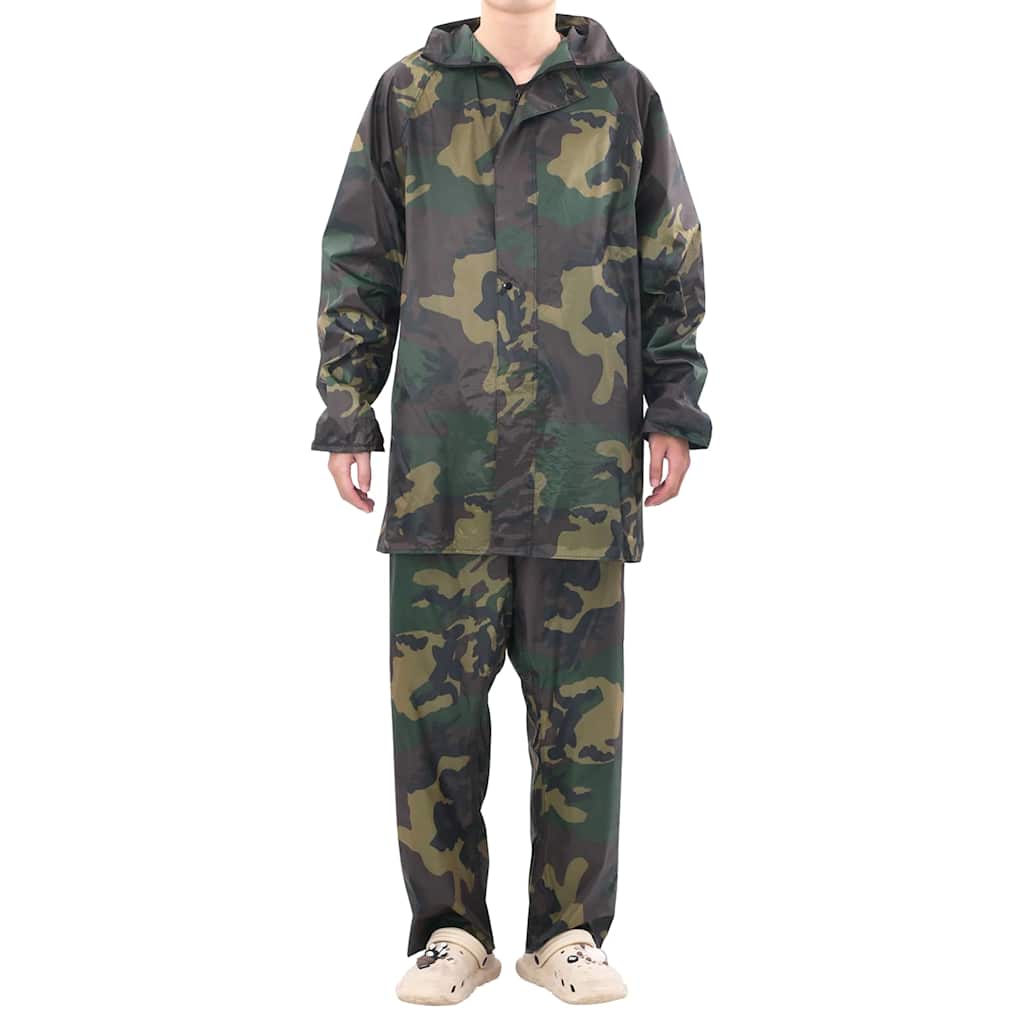 Vidaxl 2-teiliger Regenanzug mit Kapuze (Herren-Camouflage Größe M)