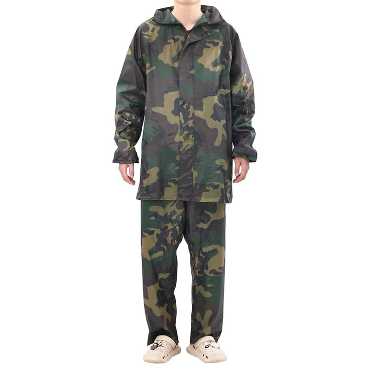 Vidaxl 2-teiliger Regenanzug mit Kapuze (Herren-Camouflage Größe M)