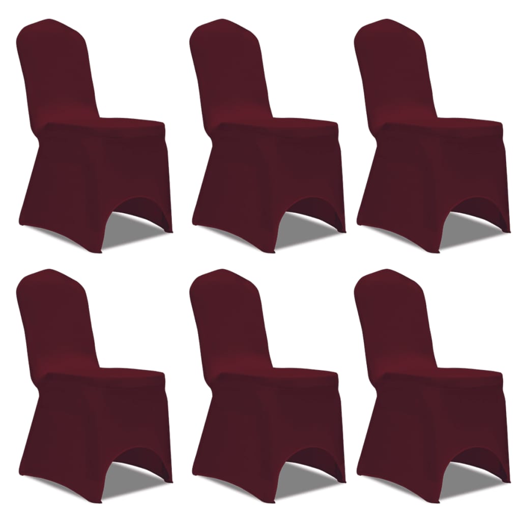 Vidaxl Stuhl Cover Stretch Bordeaux Rot (6 Teile)