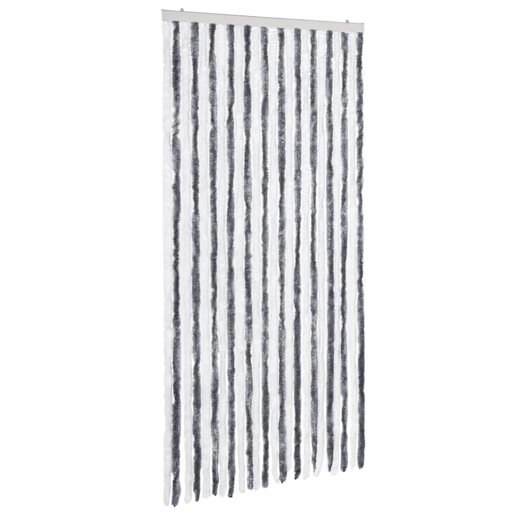 Vidaxl Fly Vorhang 100x220 cm Chenille grau und weiß
