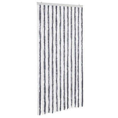 Vidaxl Fly Vorhang 100x220 cm Chenille grau und weiß