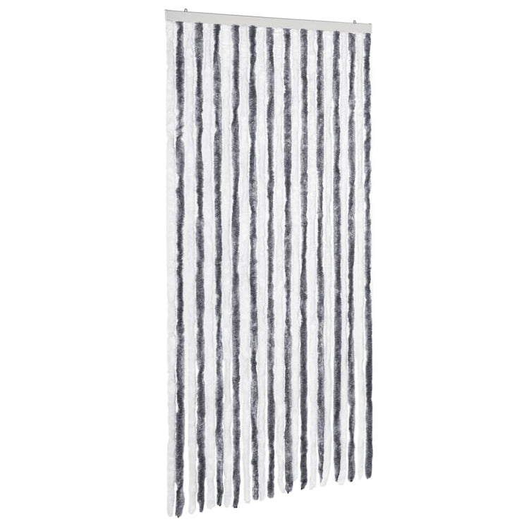 Vidaxl Fly Vorhang 100x220 cm Chenille grau und weiß