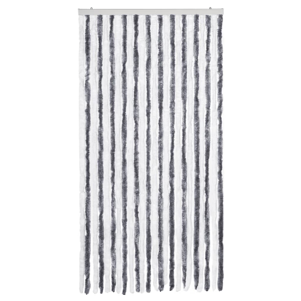 Vidaxl Fly Vorhang 100x220 cm Chenille grau und weiß