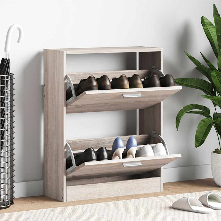 Vidaxl-Schuhschrank mit 2 Fächern aus Eichenholzholz
