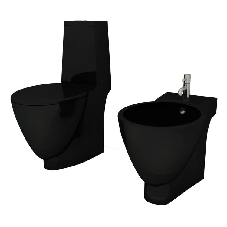 Vidaxl Toiletten Bidet Set Keramikschwarz