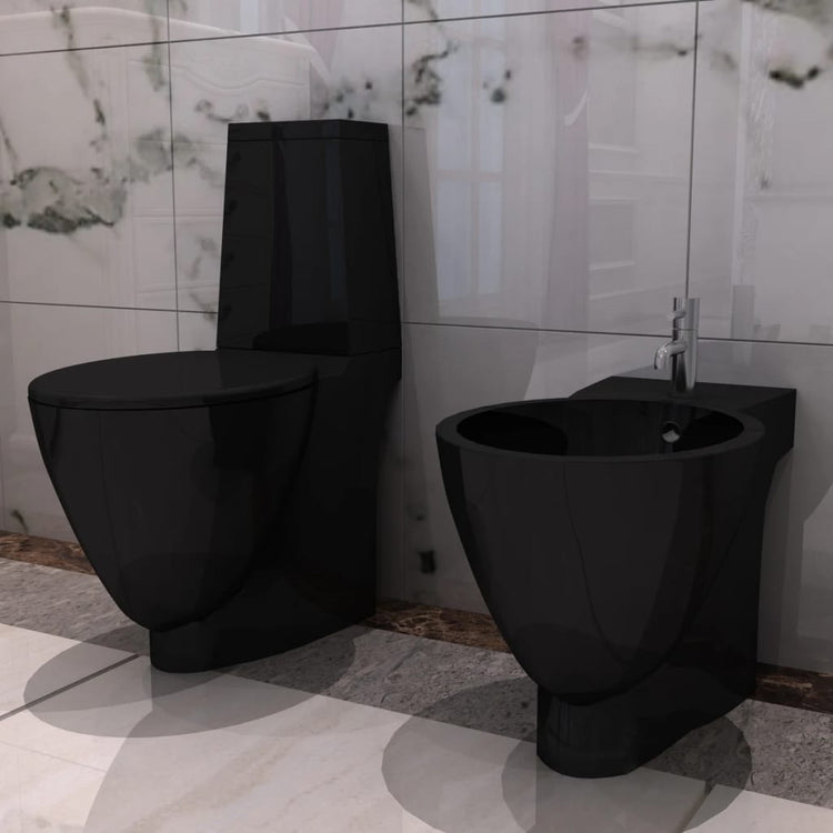 Vidaxl Toiletten Bidet Set Keramikschwarz