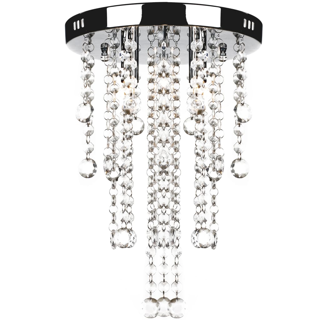 Vidaxl Deckenlampe mit Kristallperlen Metallweiß