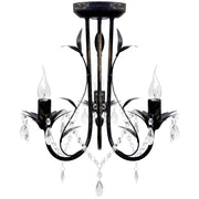 Vidaxl Kronleuchter Art Nouveau Metallkristallperlen 3 Glühbirnen Schwarz schwarz - afbeelding 1