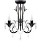 Vidaxl Kronleuchter Art Nouveau Metallkristallperlen 3 Glühbirnen Schwarz schwarz
