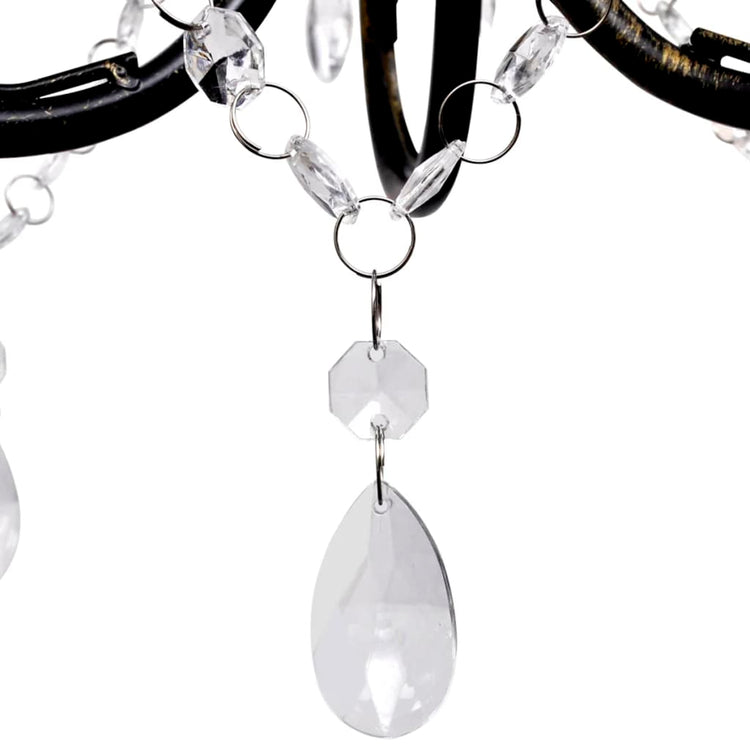Vidaxl Kronleuchter Art Nouveau Metallkristallperlen 3 Glühbirnen Schwarz schwarz