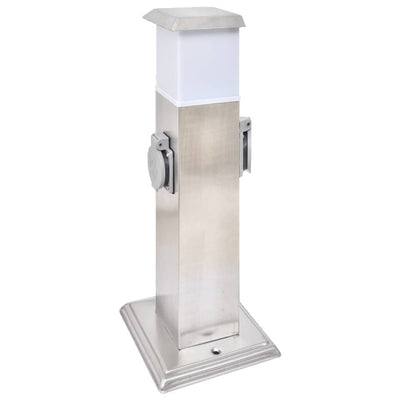 Vidaxl BuitenStopContact auf der Säule mit Lampe (Edelstahl)