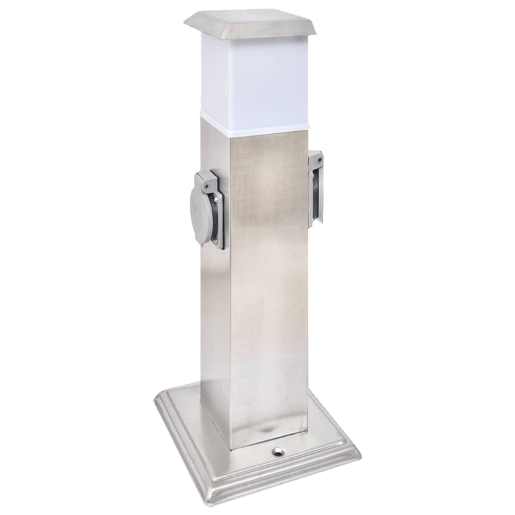 Vidaxl BuitenStopContact auf der Säule mit Lampe (Edelstahl)