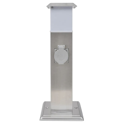Vidaxl BuitenStopContact auf der Säule mit Lampe (Edelstahl)