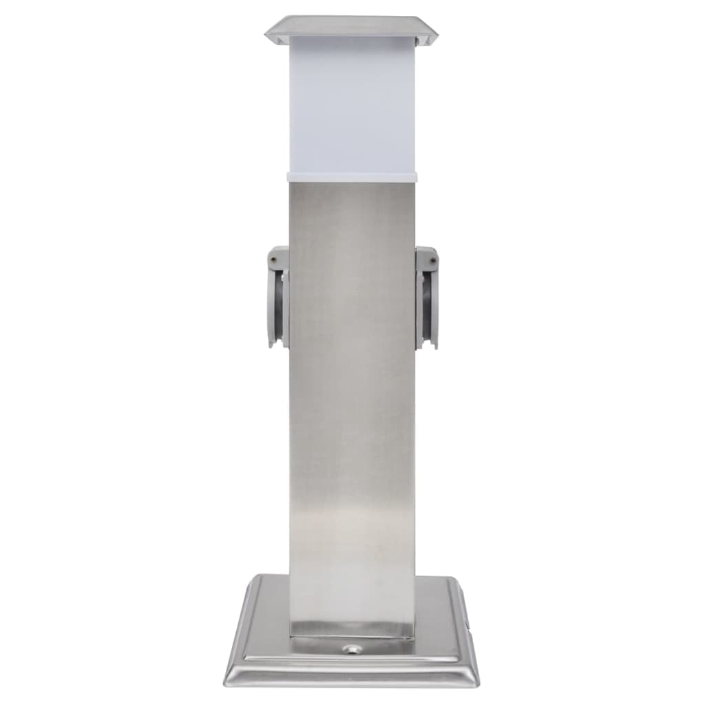 Vidaxl BuitenStopContact auf der Säule mit Lampe (Edelstahl)
