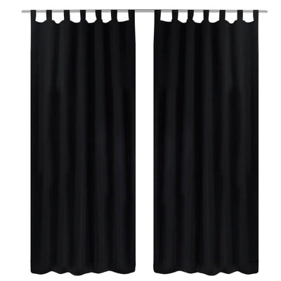 Vidaxl Micro-Satin-Vorhänge mit Ringen 140 x 175 cm 2 Stücke (schwarz)