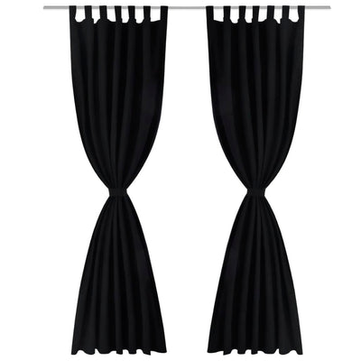 Vidaxl Micro-Satin-Vorhänge mit Ringen 140 x 175 cm 2 Stücke (schwarz)