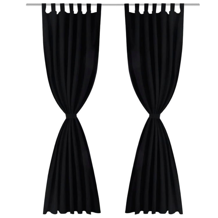 Vidaxl Micro-Satin-Vorhänge mit Ringen 140 x 175 cm 2 Stücke (schwarz)