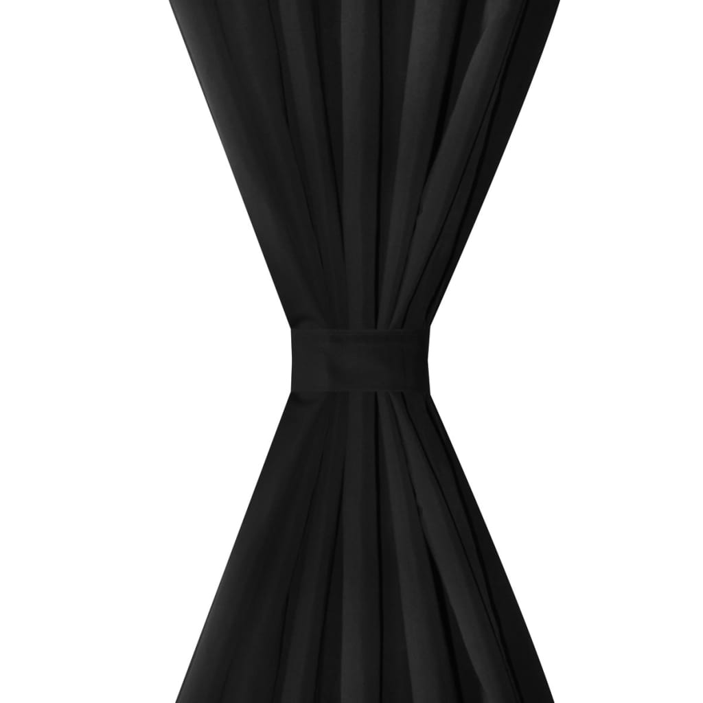 Vidaxl Micro-Satin-Vorhänge mit Ringen 140 x 175 cm 2 Stücke (schwarz)